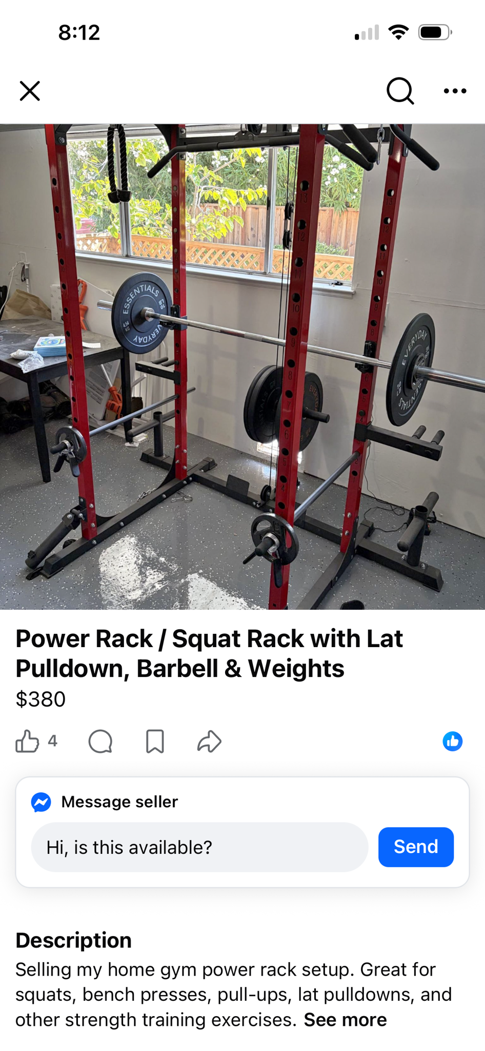 Uploaded photo of Everyday Essentials / HulkFit Power Rack with Lat Pulldown, Barbell & Bumper Plates